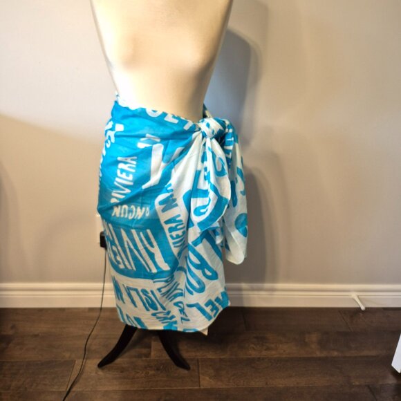 NWT  ISSIMO Destination Turquoise and White Wrap Scarf Sarong - Picture 4 of 10